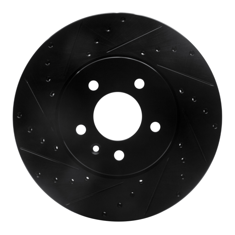 Cadillac CT4 Brake Rotor (1) - Front Left - R1 Concepts - Drilled & Slotted - Black - `13-`25